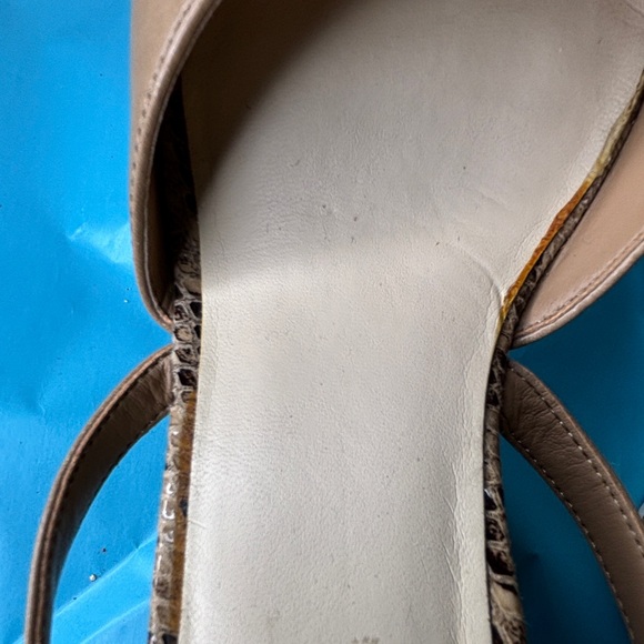 Nine West Tan Leather Snakeskin Wedge Sandals Size 7.5 - Picture 7 of 13